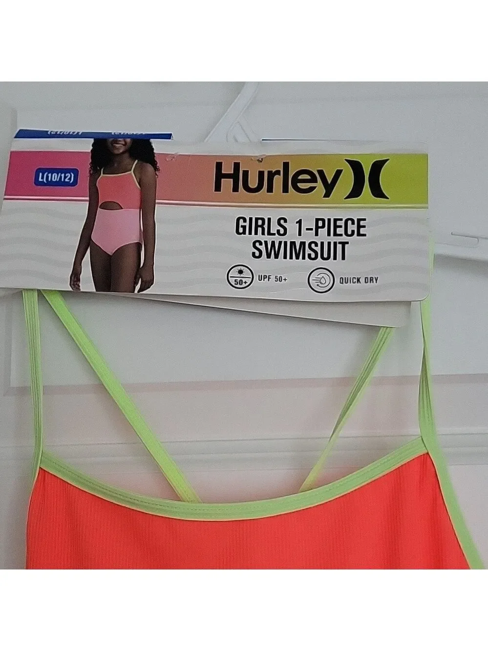 Hurley Girls Ribbed One-Piece Swimsuit Pink Flamingo Size M 7/8